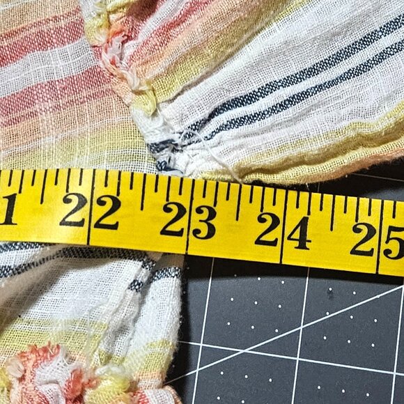 Free People Summer Nights Striped Pastel Boho Dress  Butter Yellow Ruffle Sleeve - Picture 12 of 14